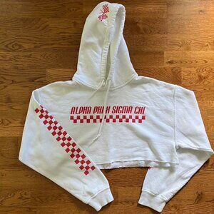 Alpha Phi Indiana Little 500 White Sweatshirt Cropped Hoodie Los Angeles Apparel